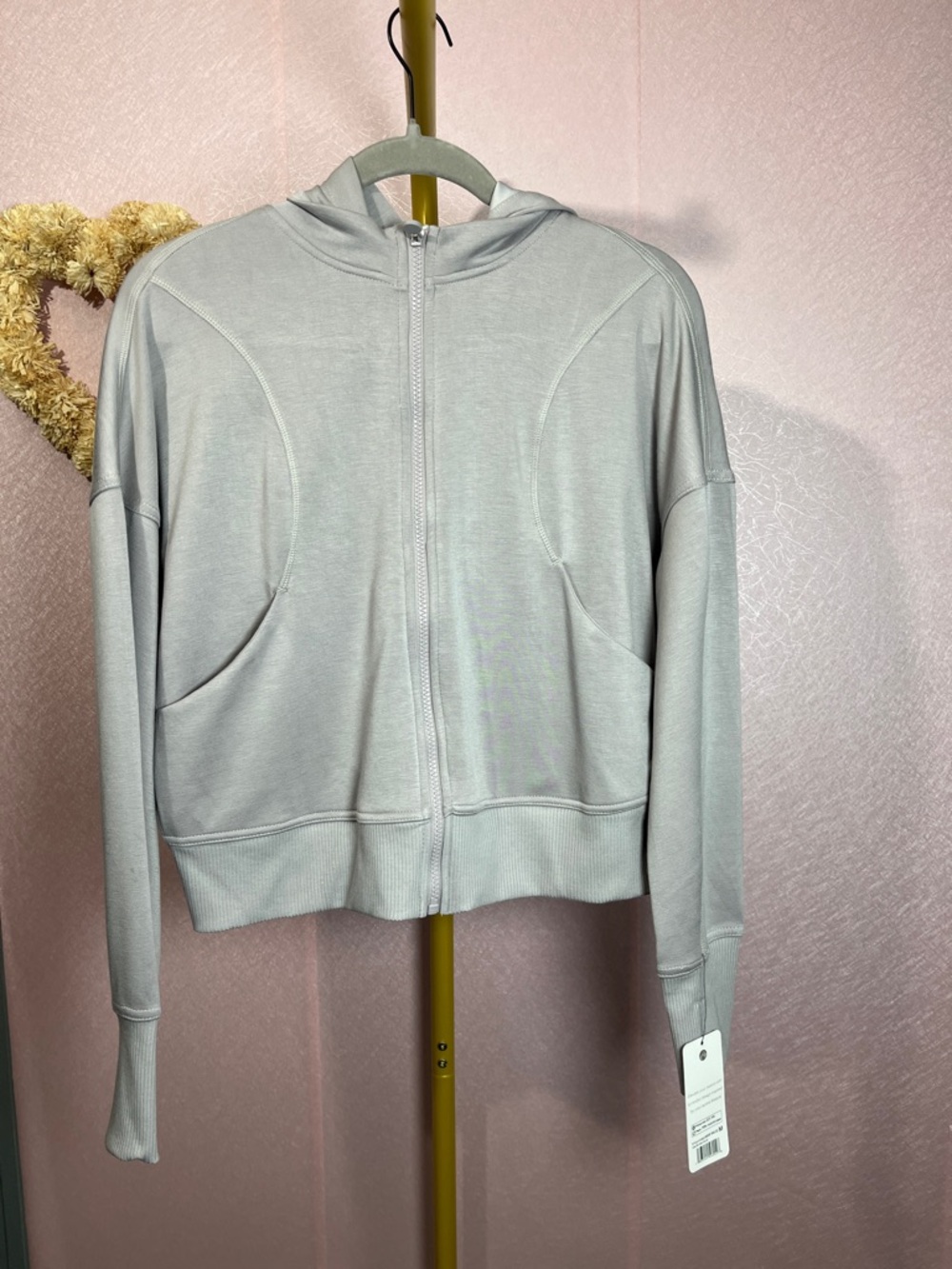 Apana Light Gray Zip-Up Hooded Sweatshirt